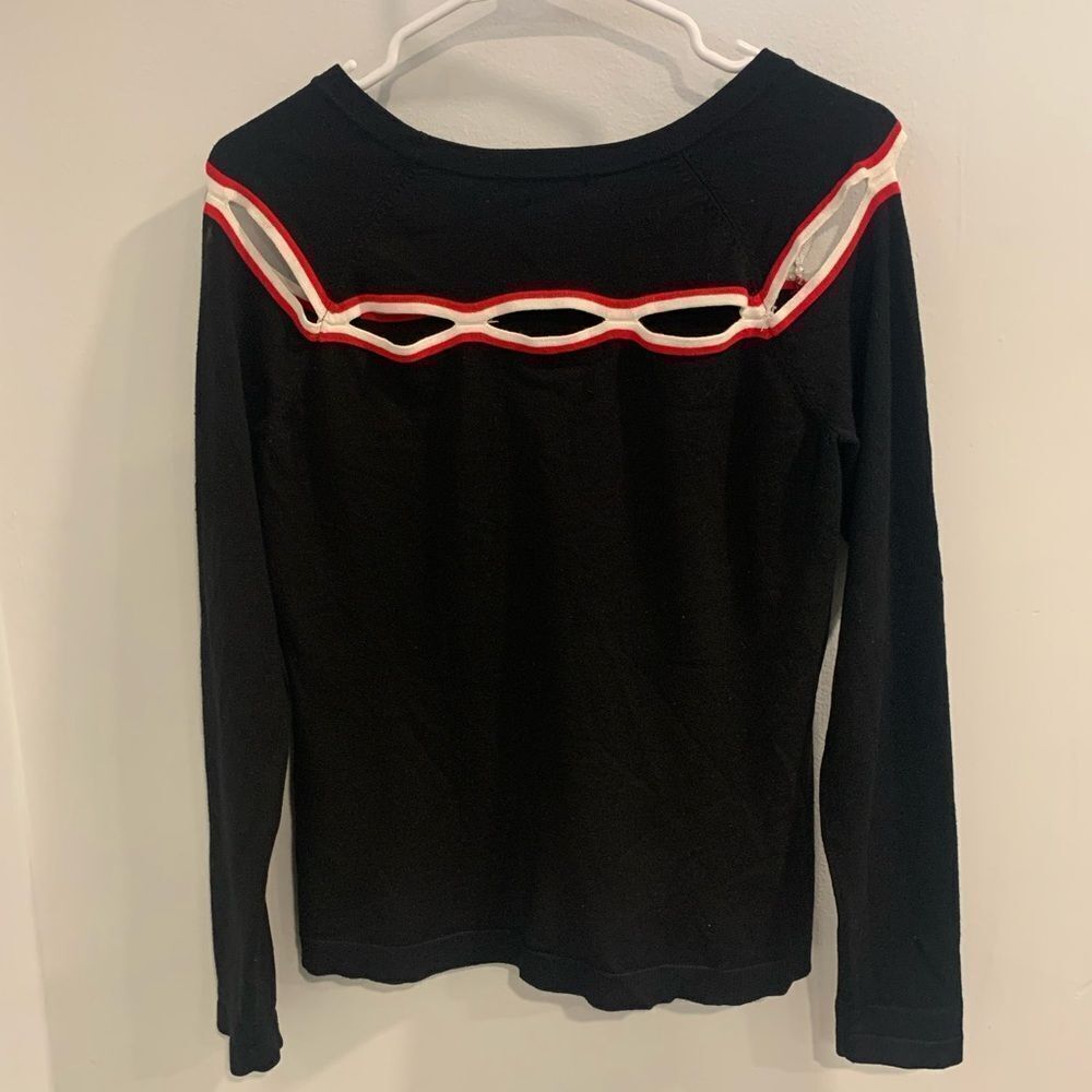 525 America Black Sweater with Red and White Trim